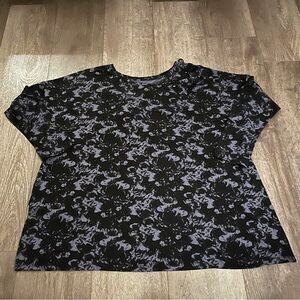Livi Black & Purple Long Sleeve Tunic Blouse Asymmetrical Back Tie Size 26/28